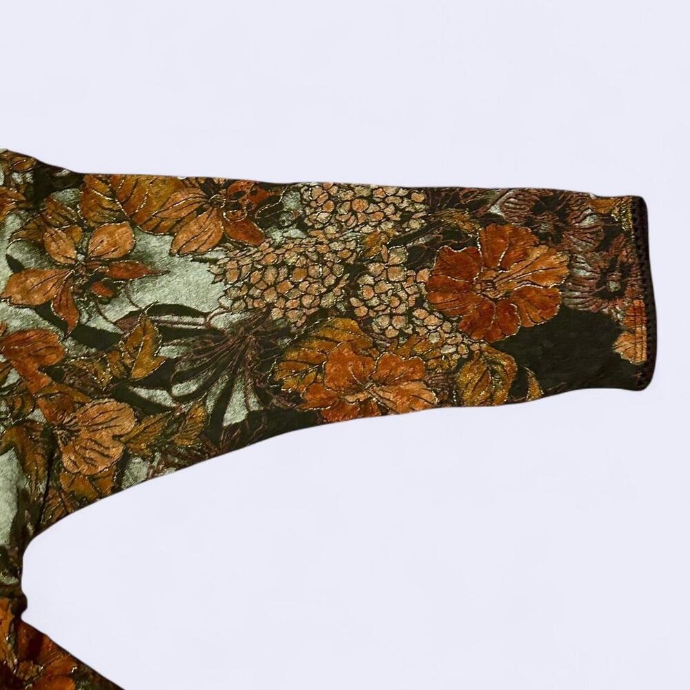 Brown orange floral whimsigoth blouse - Picture 3 of 4